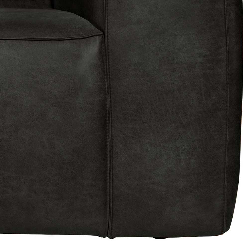 Moderner Ledersessel in Schwarz - kantiges Design - Bradley