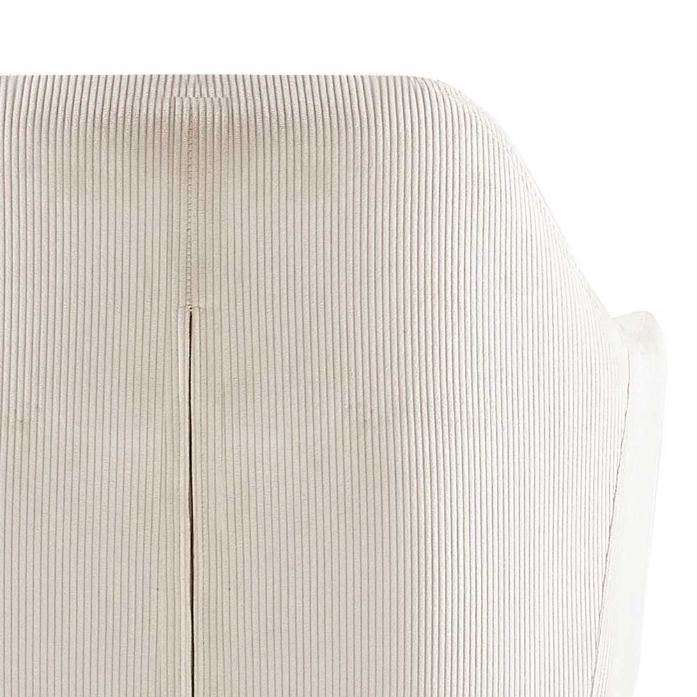 Moderner Cord Tischsessel in Creme - Oona (2er Set)