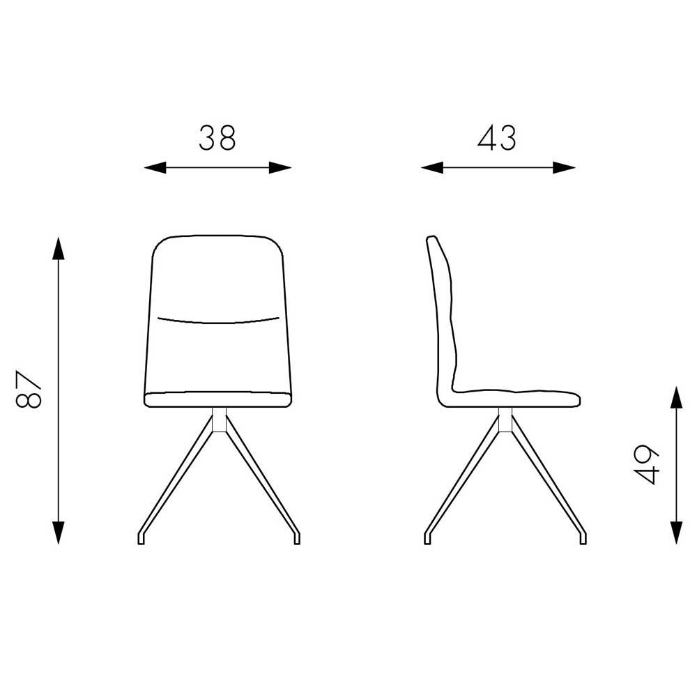 Brauner Polsterstuhl im Retro Design Pluggia mit Microfaser Bezug (2er Set)