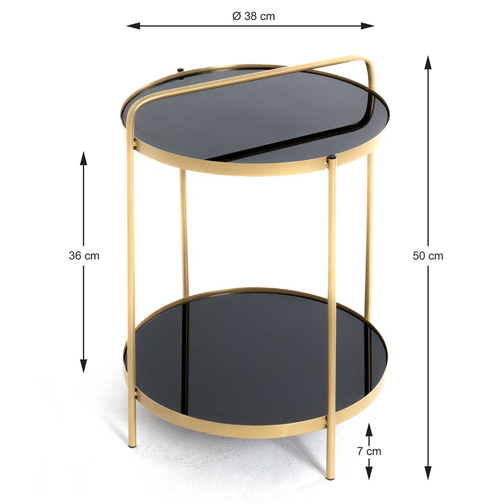 Beistelltisch mit 2 Schwarzglas Platten - Friscura