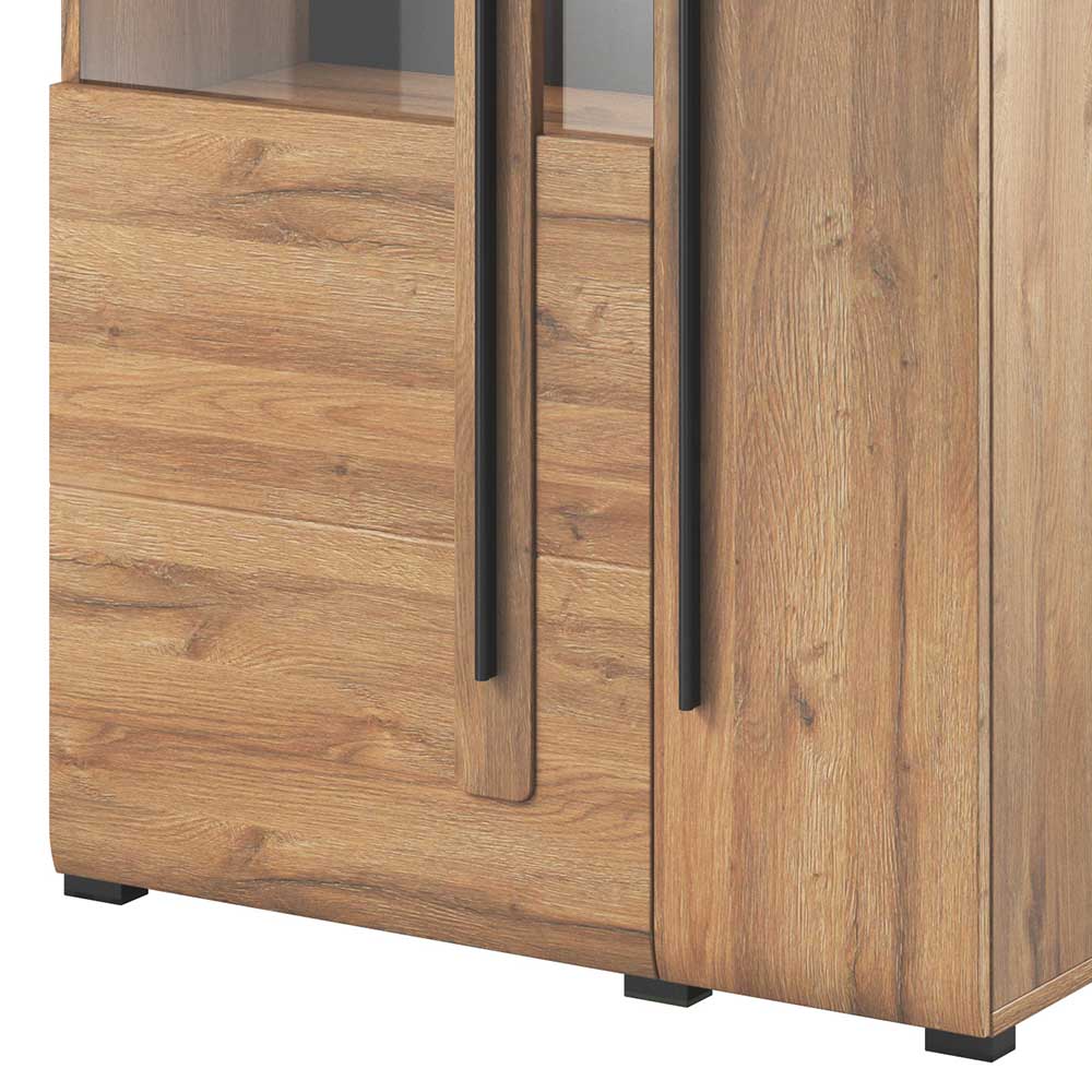90x136x39 Highboard Vitrine in Eiche Holzoptik - Aberdeen