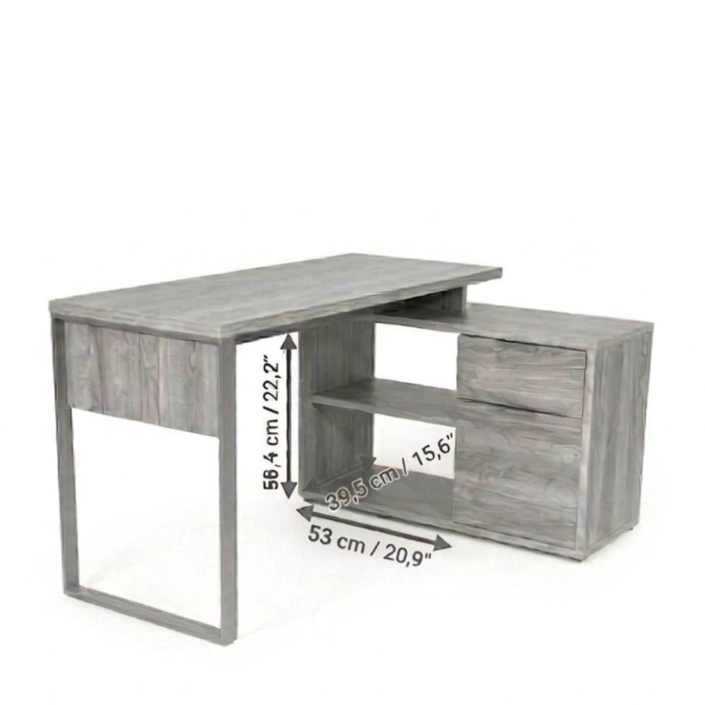 Industrial Schreibtisch mit Seitenregal - Burga