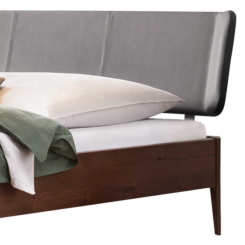 Nussbaum Bett mit Kunstleder Kopfteil - Munteao
