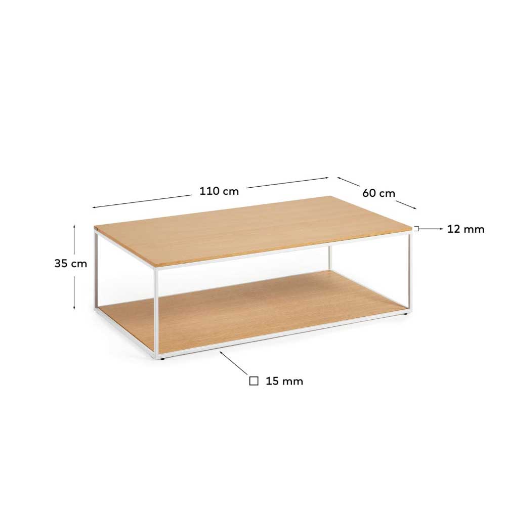110x35x60 Wohnzimmertisch mit flacher Bodenplatte in Eiche - Bosso