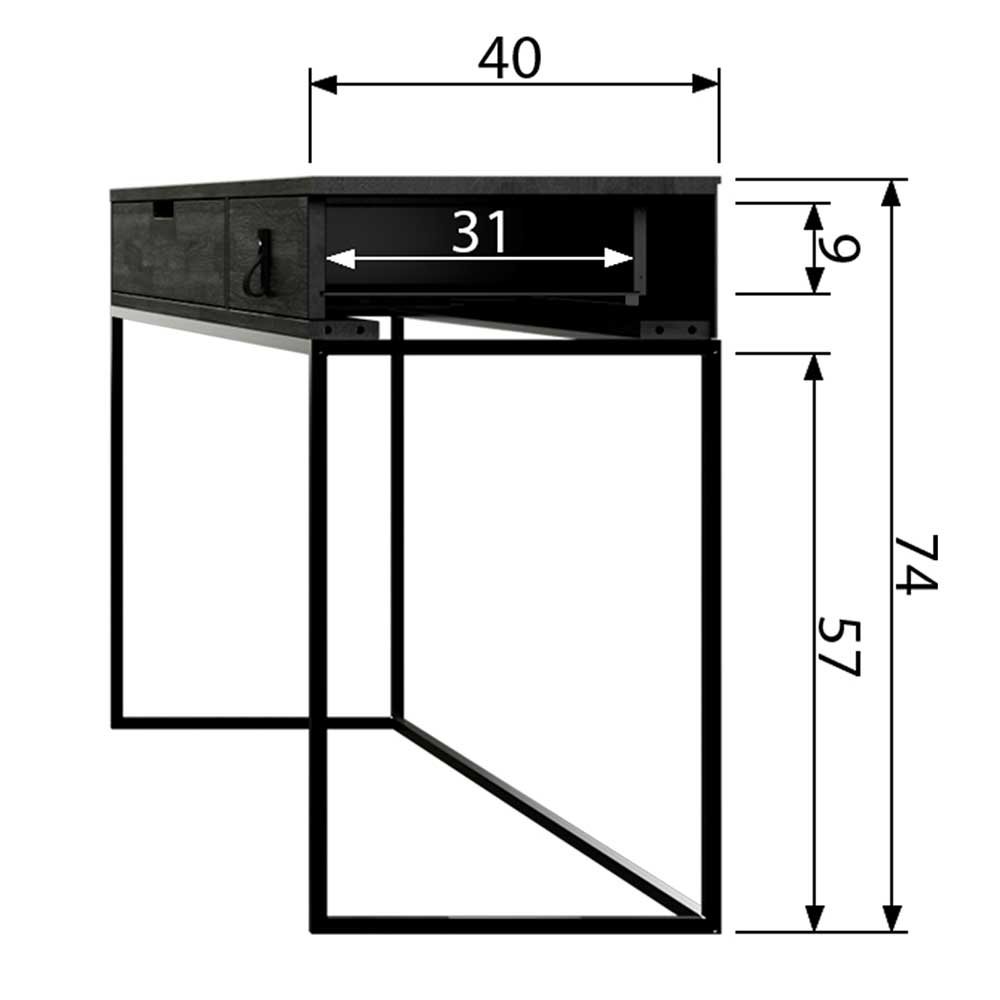 140x74x40 Konsolentisch in Schwarz - Almery