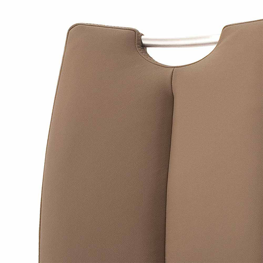 Freischwinger Leder Stuhl in Braun - Julika (2er Set)