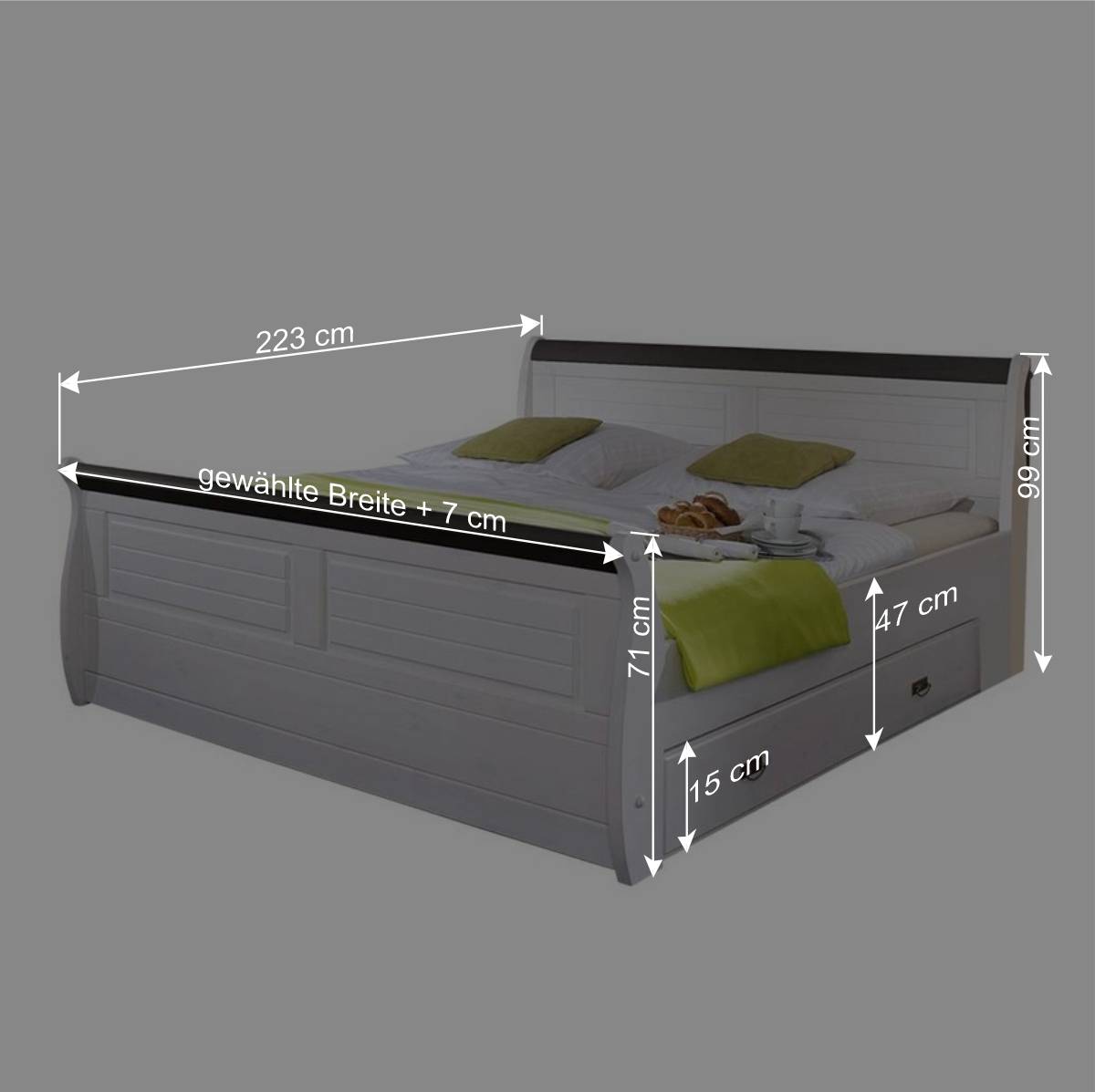 Bett Pisino im Landhausstil