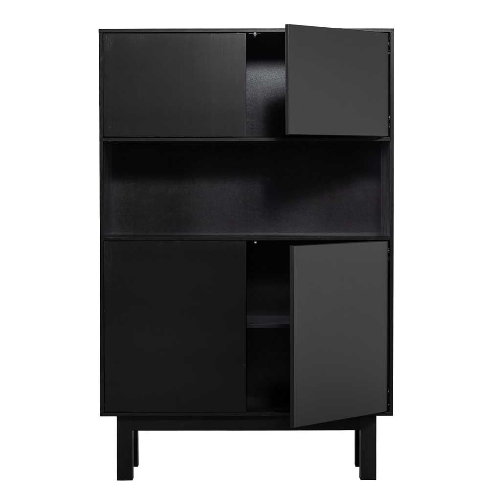 110x170x40 Schrank in Schwarz aus Holz teilmassiv - Niwidus