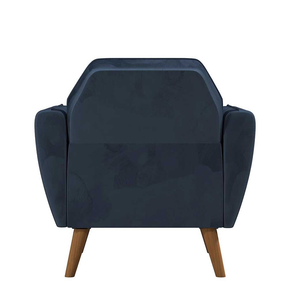 Lounge Sessel in Blau Samt - Sadinos