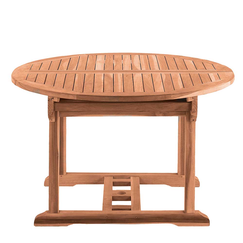 Ausziehbarer Teakholz Gartentisch rund oval - Klahuma