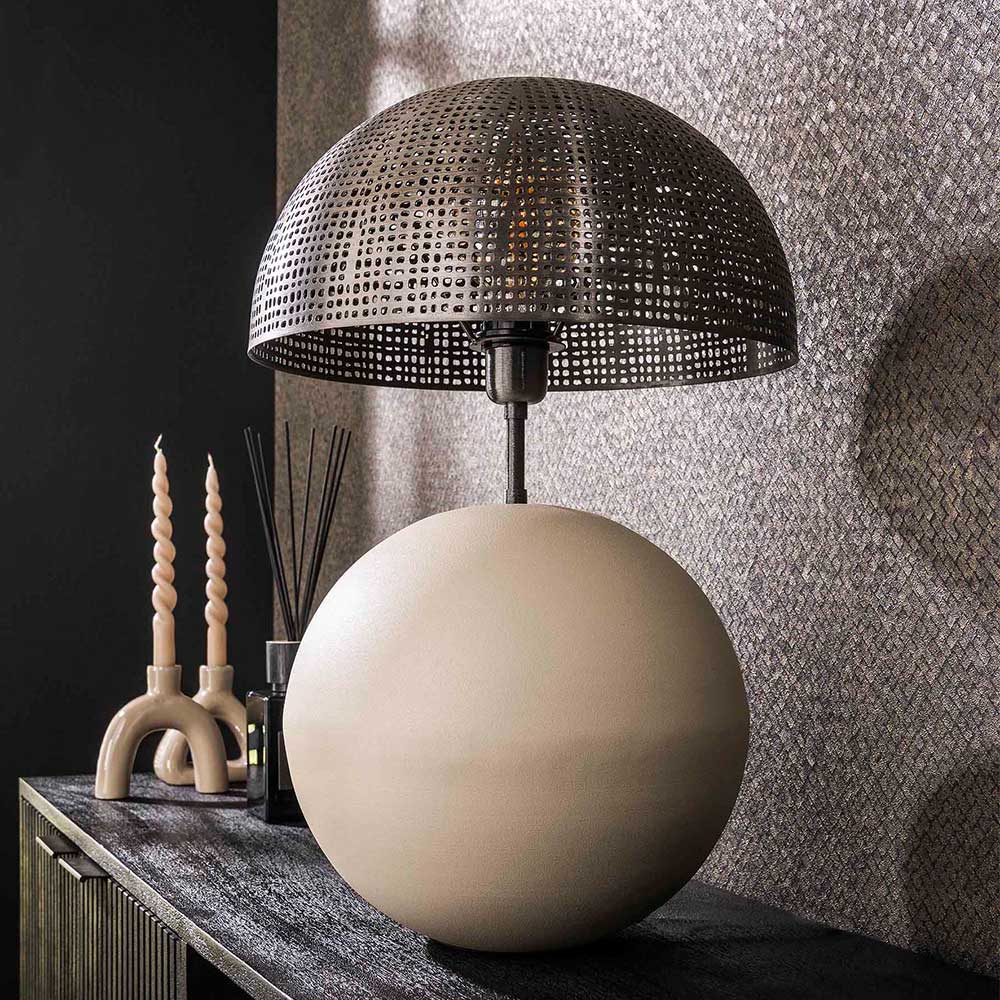 Designer-Tischlampe in Beige und Schwarzgrau - Praseida