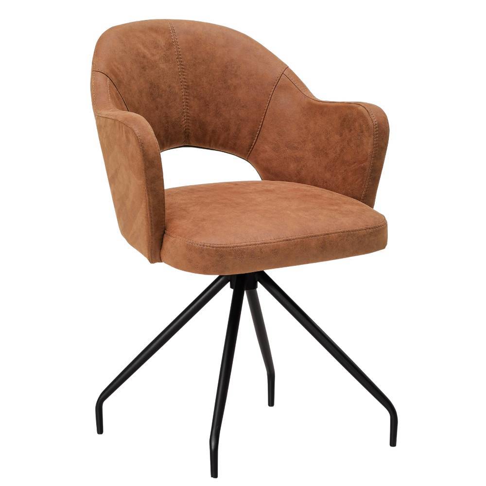 Design-Armlehnenstuhl in Cognac Braun - Elba