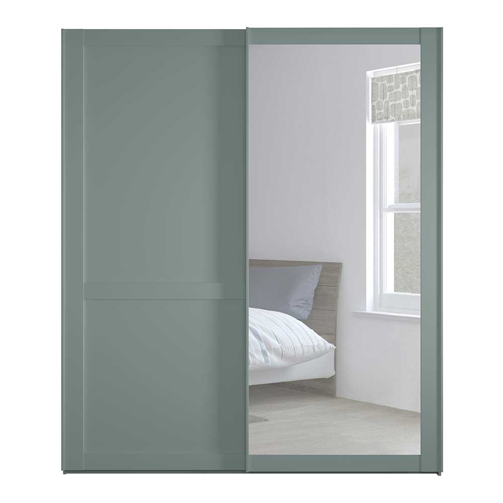 2-türiger Schwebetüren-Kleiderschrank in Graugrün - Rajavo