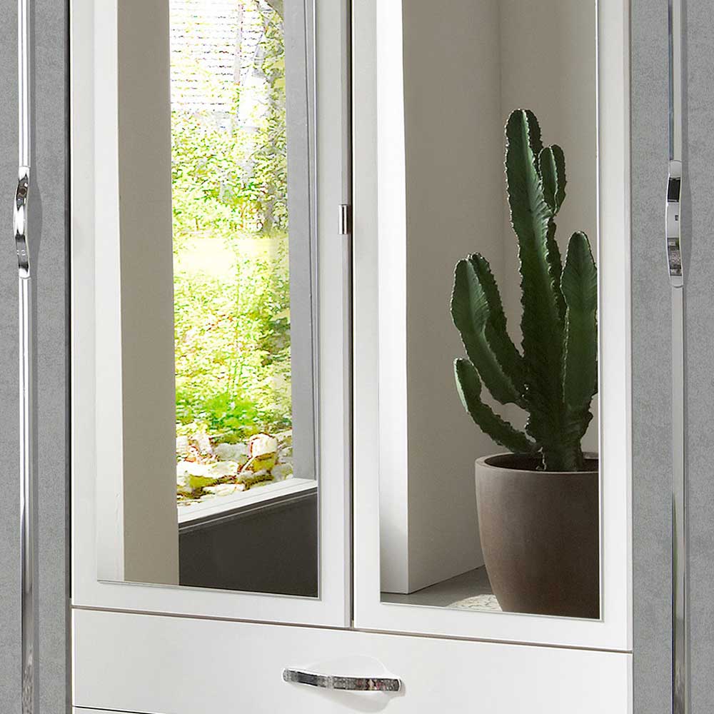Kleiderschrank in Weiß & Betonoptik mit Chrom - Hotti I