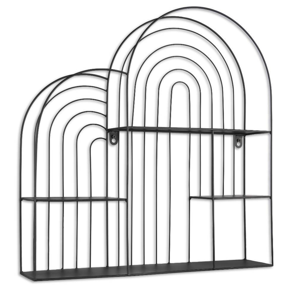 Modernes Design Wandregal aus schwarzem Metall mit Bögen für Wohnzimmer – Guzino