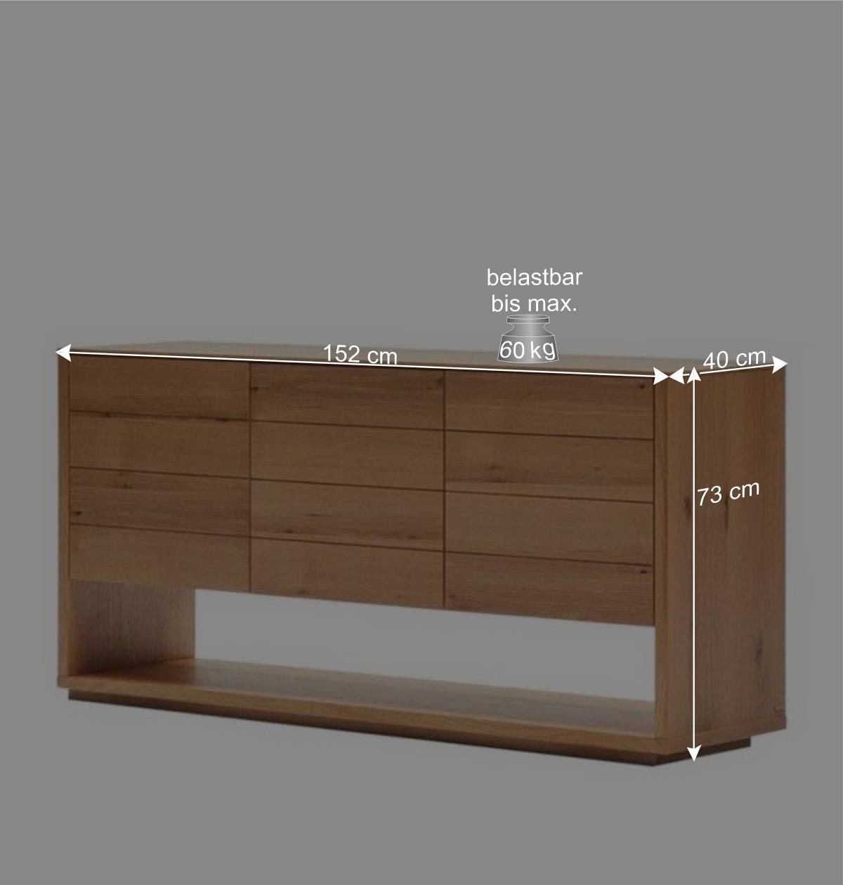 Design Sideboard mit drei Türen und Fach - Algaro
