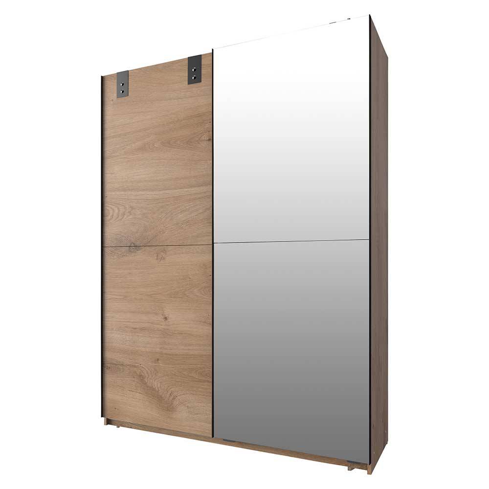 Zweitüriger Gleittürenschrank mit Spiegeltür und Holzfront für das Schlafzimmer – Janeiro
