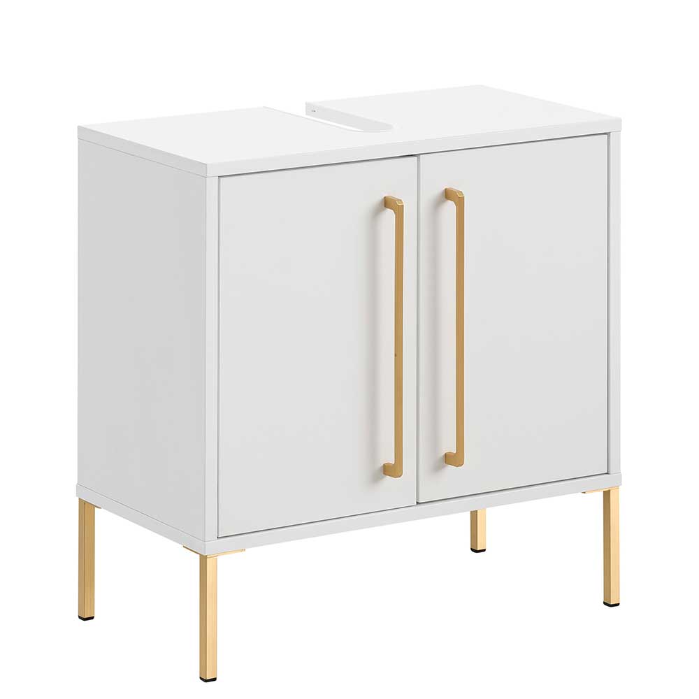 57x61x30 Waschbeckenschrank in Weiß & Gold - Nuszaleva