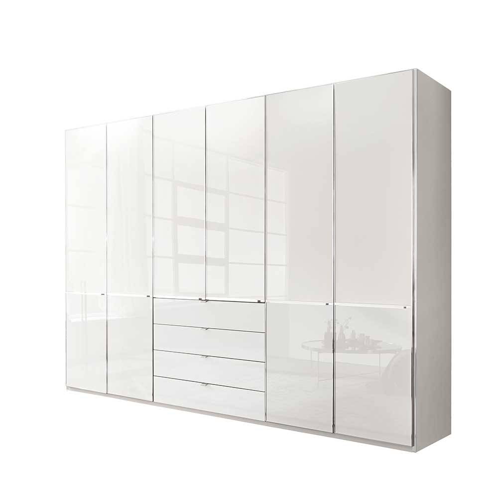 6-türiger Kleiderschrank in Weiß Glasfront - Rocca