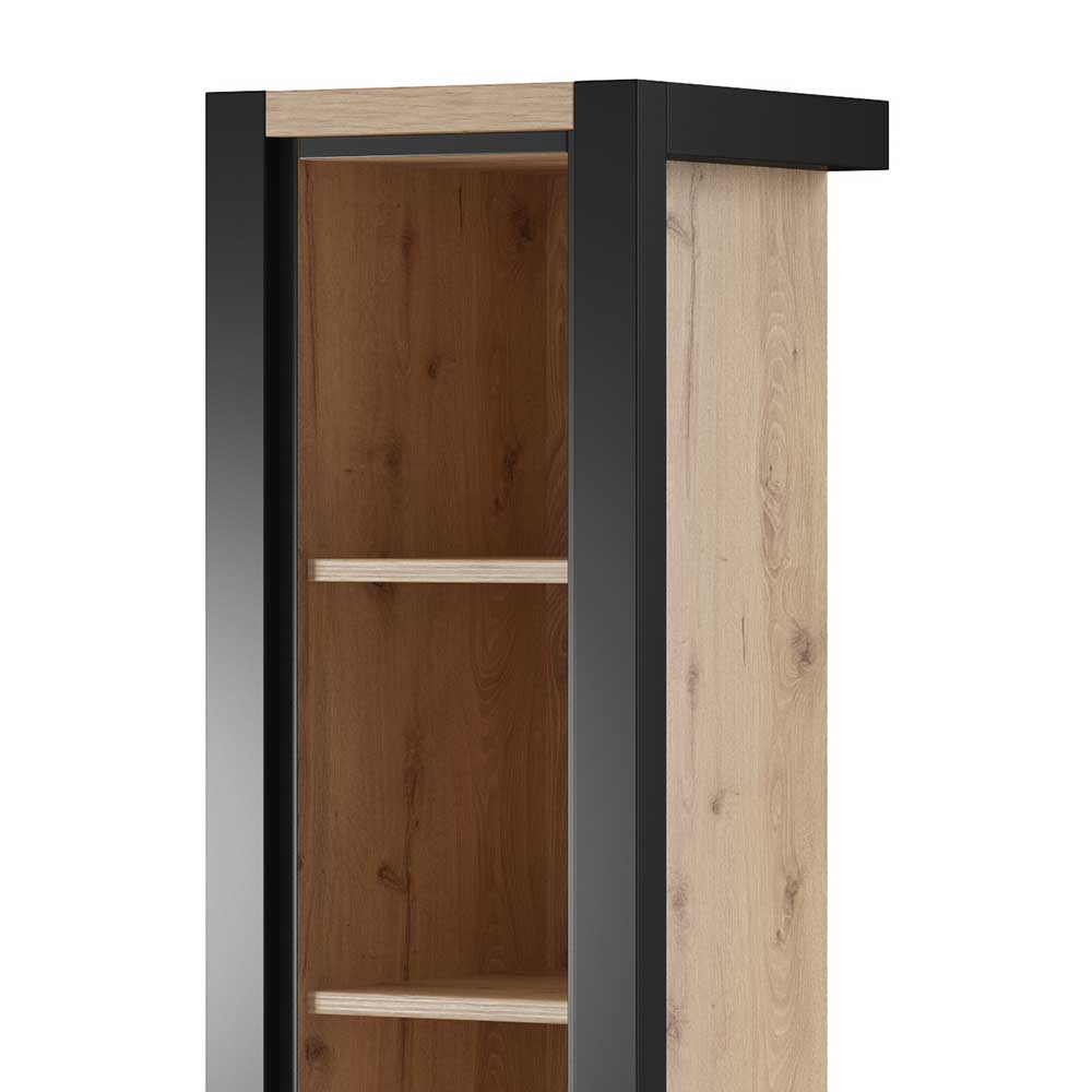 35x128x35 Wandregal in Wildeiche & Schwarz - Zavorra