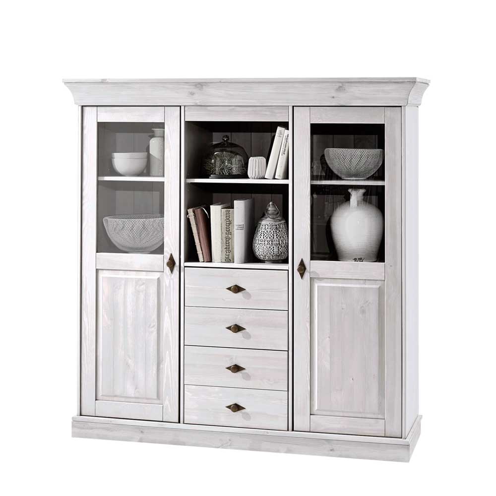 Skandinavisches Highboard Satumare in Weiß