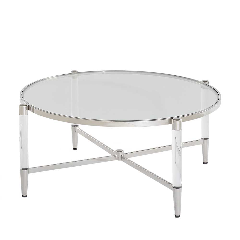 Runder Sofatisch aus Glas & Acrylglas - Evizia