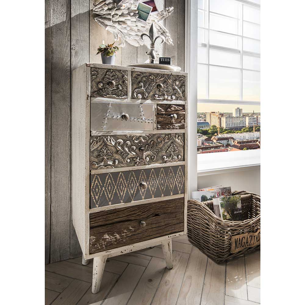 55x105x40 Design Hochkommode mit sieben Schubladen - Moonshine