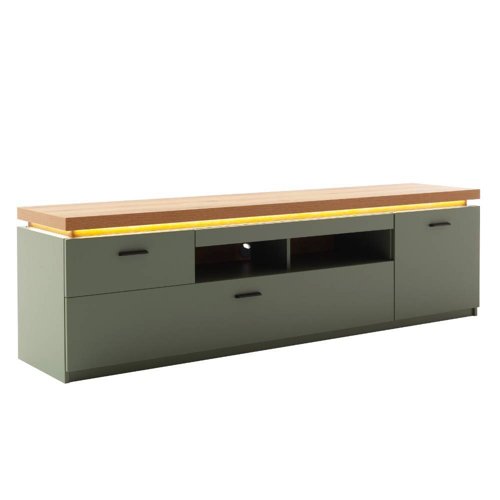 TV Lowboard in Graugrün und Eiche - Kwin