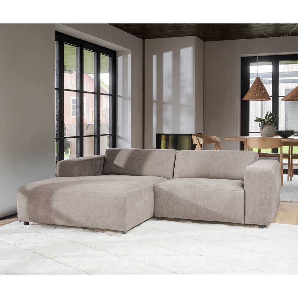 L-Sofa in Beige Stoffbezug - Adamantia