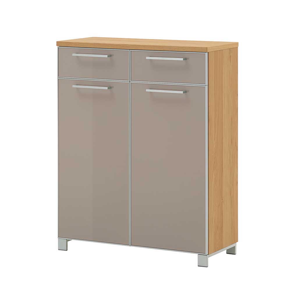 Design Schuhschrank Diecca in Taupe Glas beschichtet