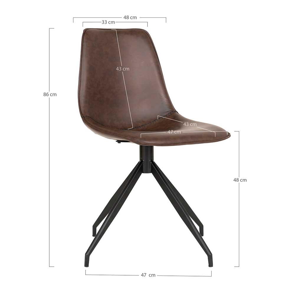Drehstühle in Dunkelbraun Kunstleder - Rimorio (2er Set)