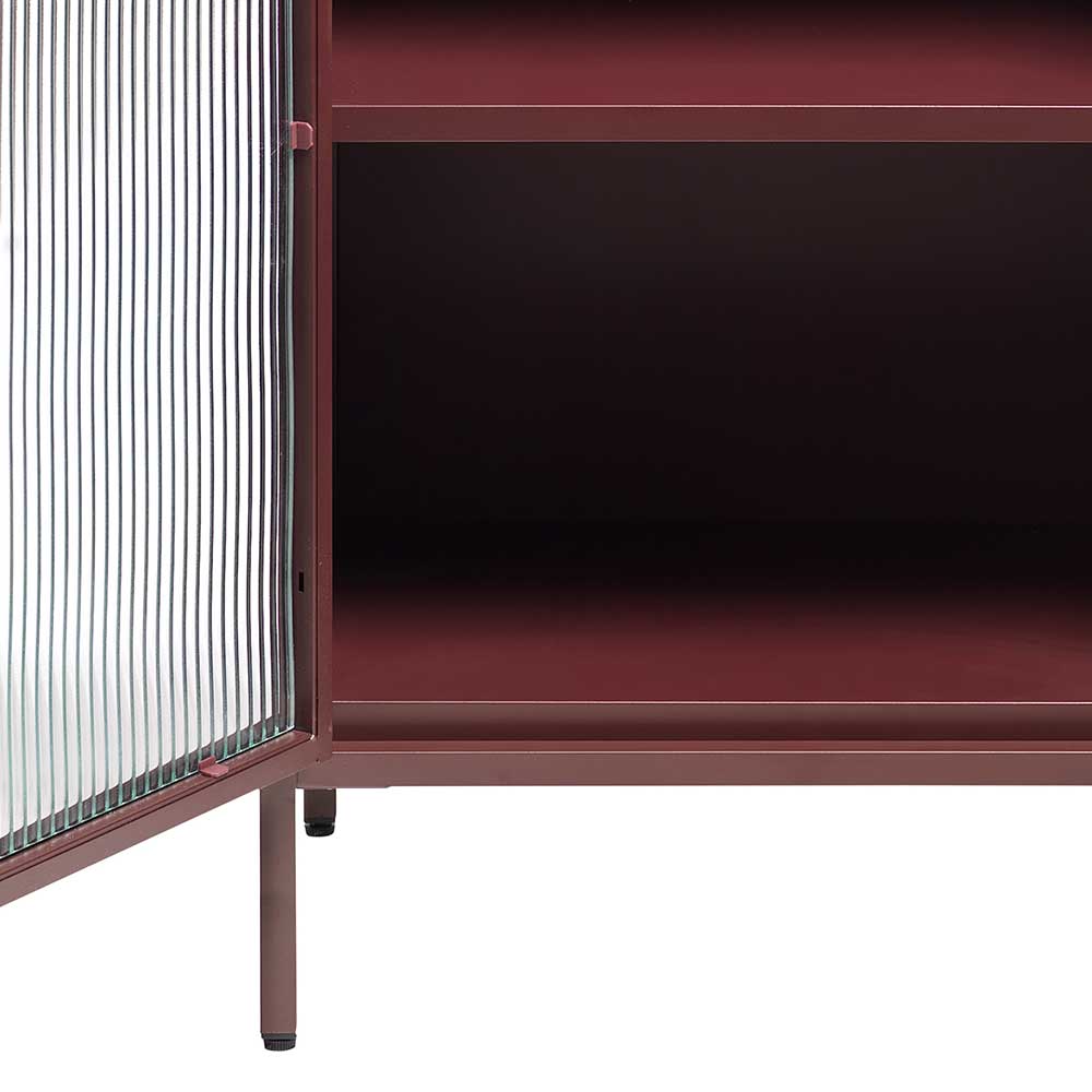 58x160x40 Stahl Vitrinenschrank in Dunkelrot - Enno