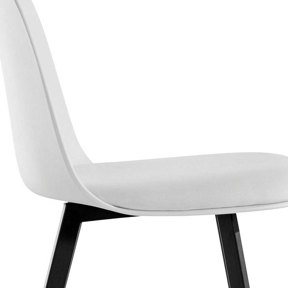Ergonomisch geformte Sitzschale und Polsterung des weißen Barhockers im Detail – Tujamy