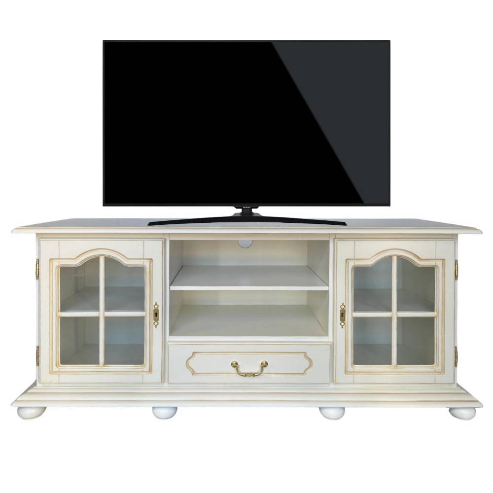 TV-Unterschrank mit Glastüren - Cognac