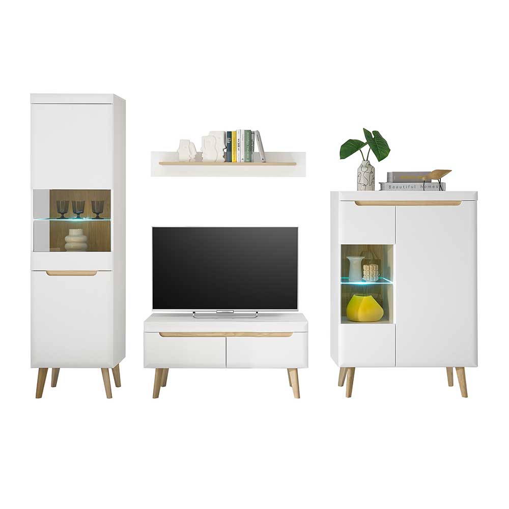Wohnzimmer Schrankset im Skandi Design - Ginko (vierteilig)
