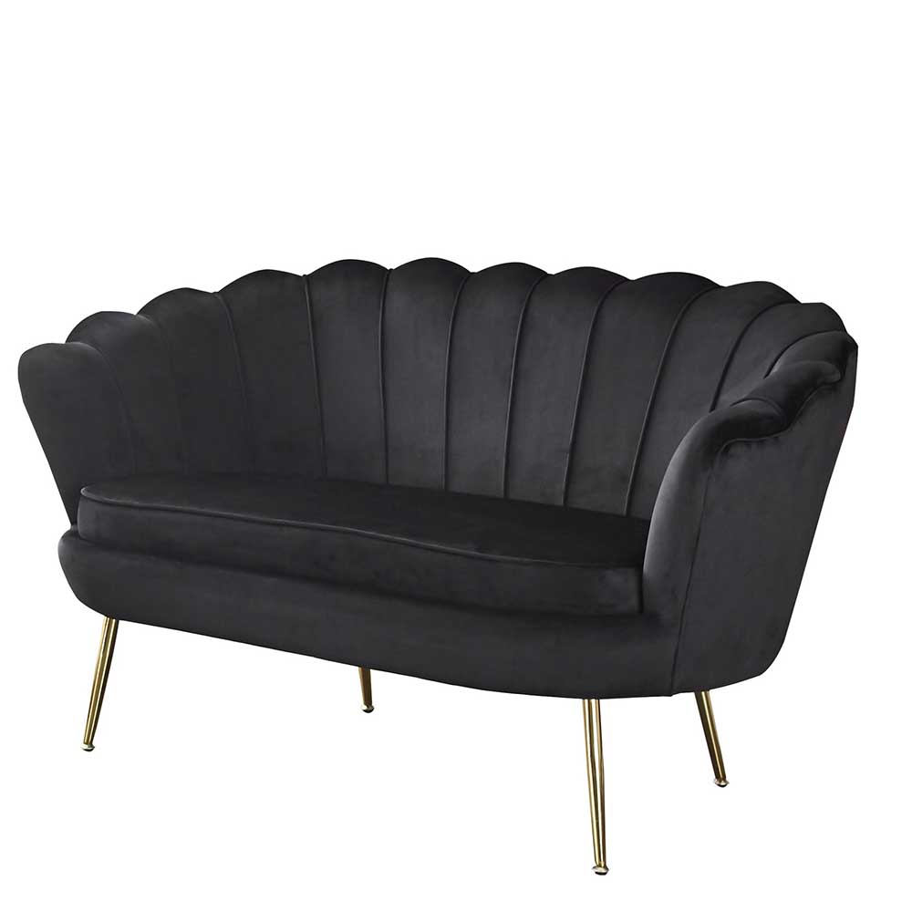 Muscheldesign Sofa in Schwarz & Gold - Vanskupa