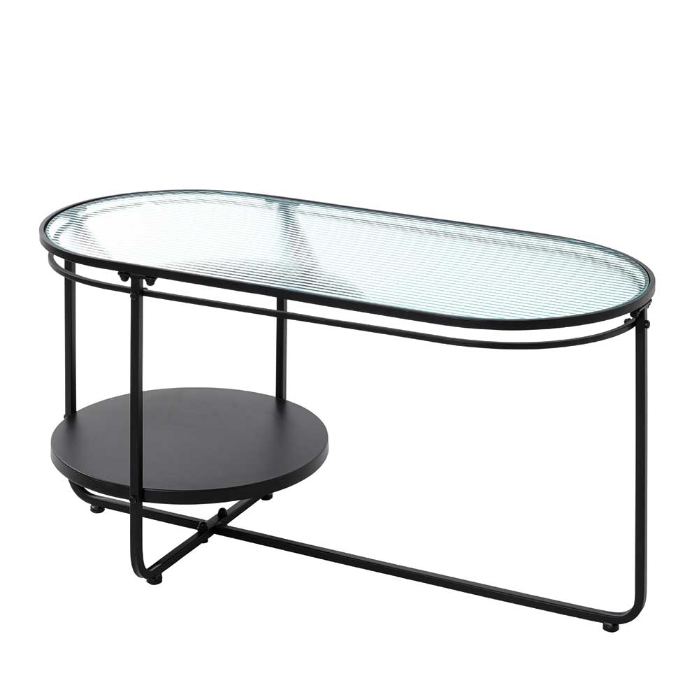 Ovaler Couchtisch mit Strukturglas Platte - Fender