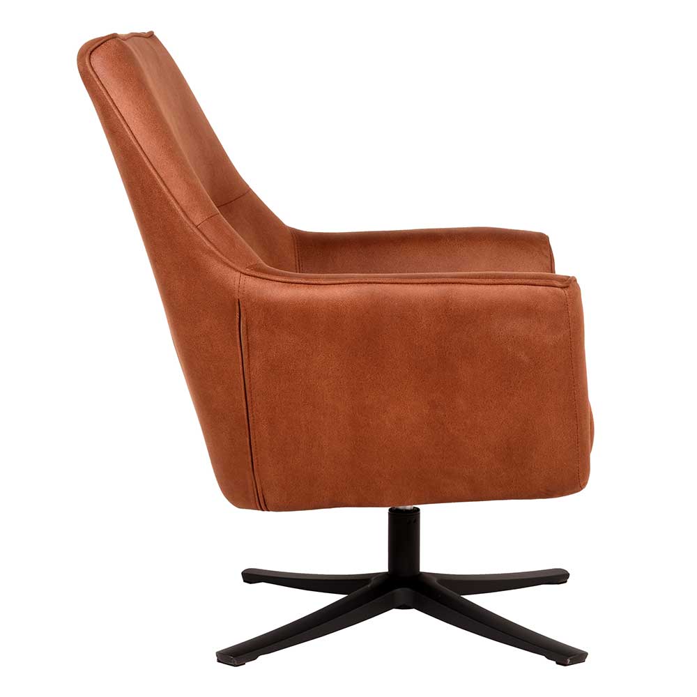 Drehbarer Wohnzimmersessel in Cognac Braun - Crocetta