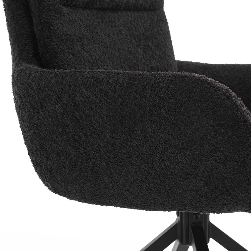 Boucle Armlehnstuhl in Anthrazit - Salko (2er Set)
