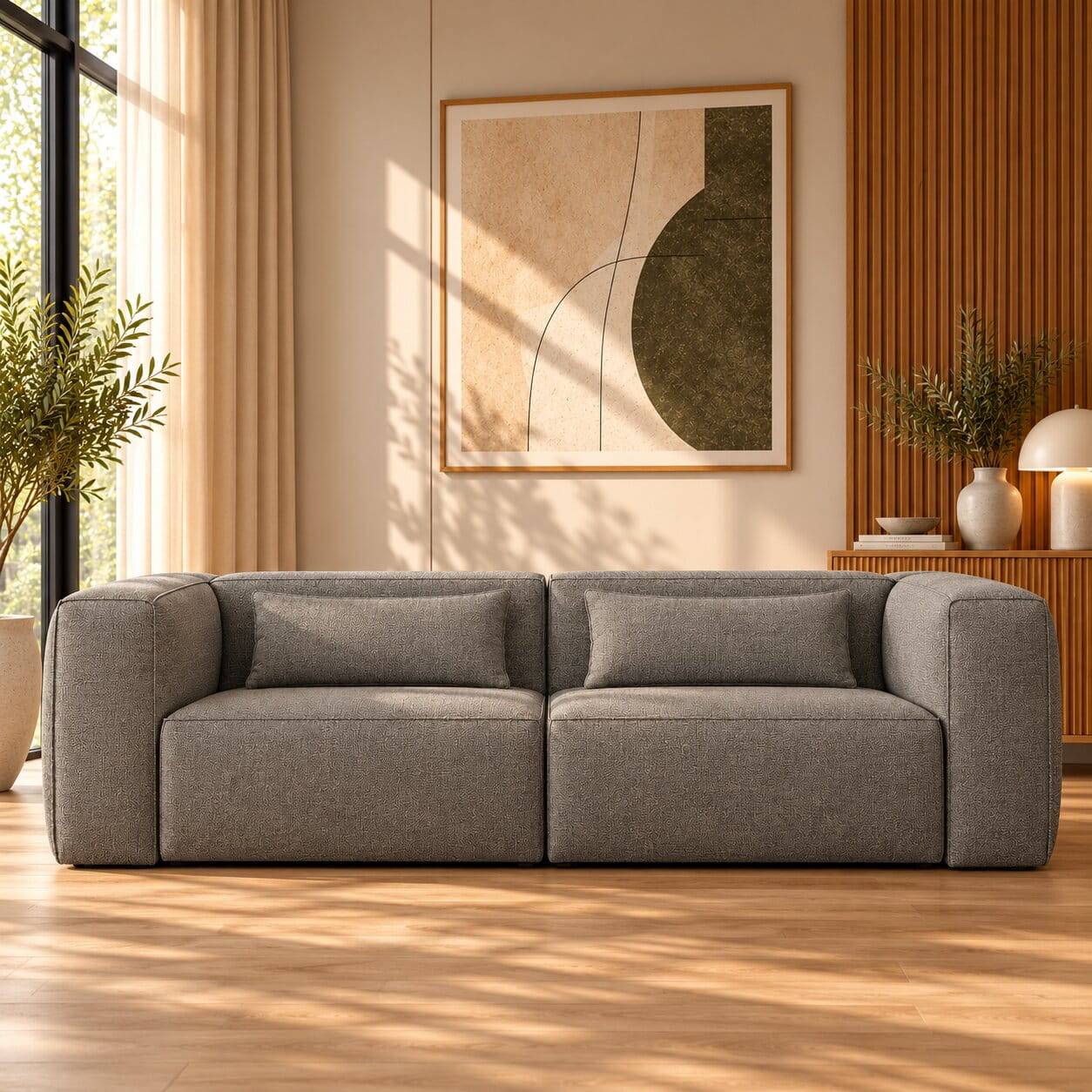 3,5 Sitzer Stoffcouch in Grau - Belves