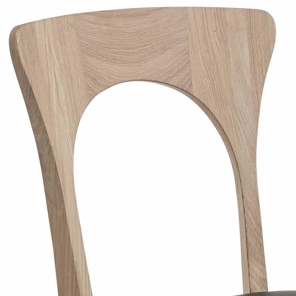 Holzstuhl mit Echtleder Sitz - Jakalyn (2er Set)