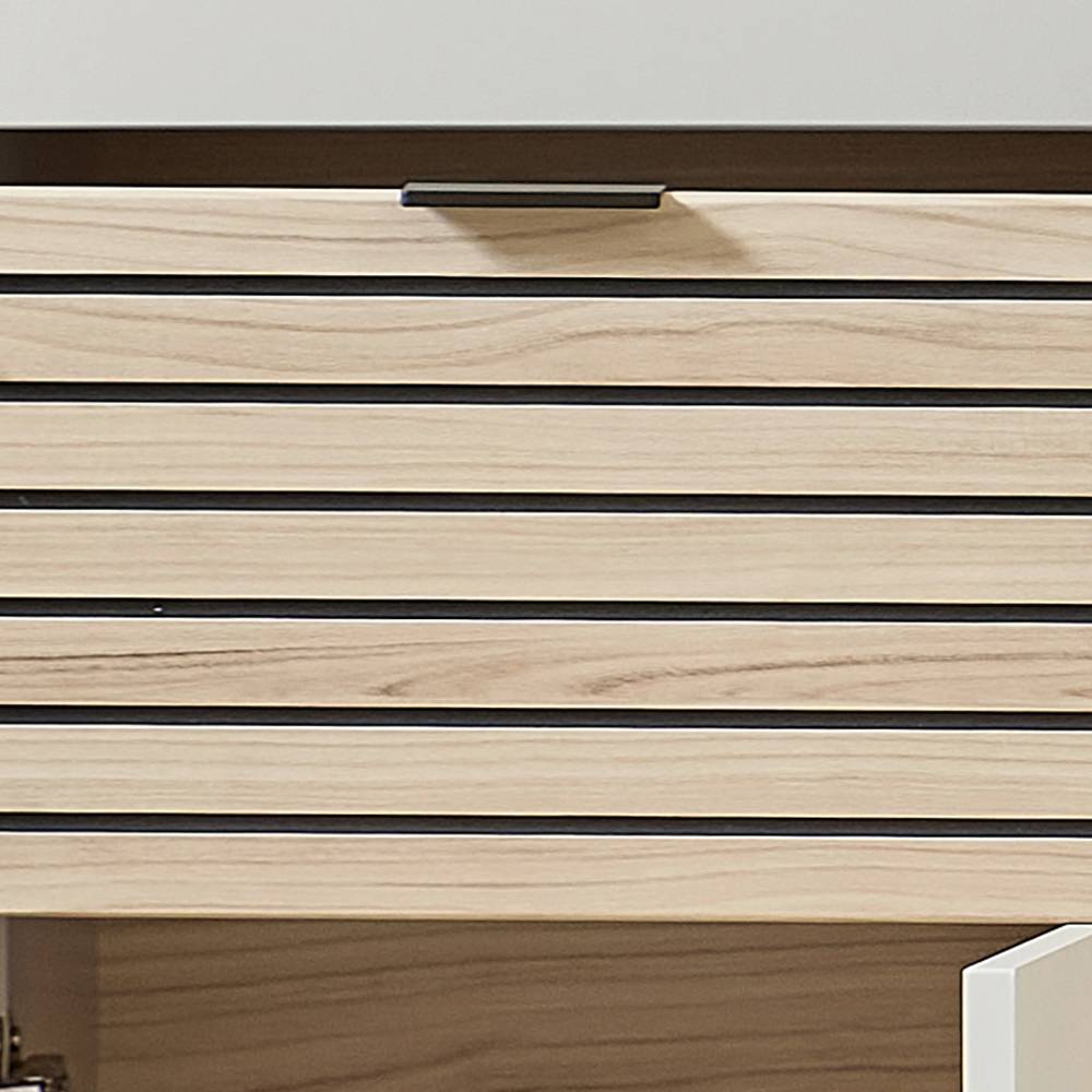 Breites Highboard in Hellgrau und Eiche Hell - Rovigo