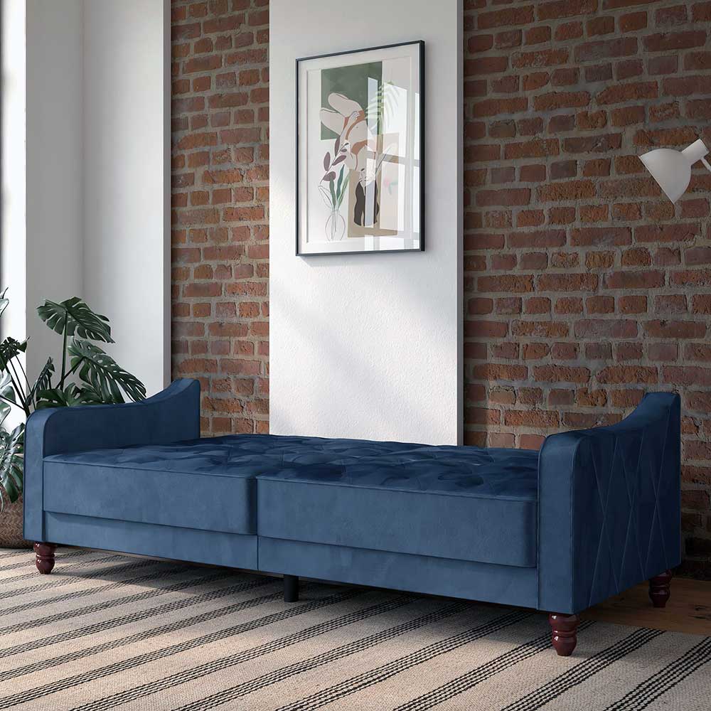 Retro Schlafsofa in Blau und Nussbaum Braun - Ziovarica