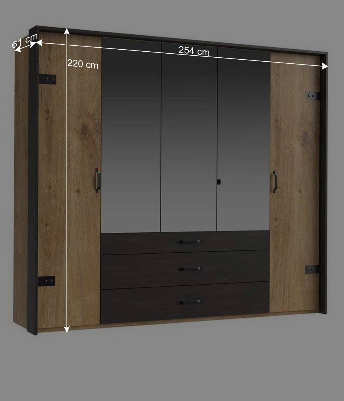 Kleiderschrank mit Türen und Schubladen modern - Bram