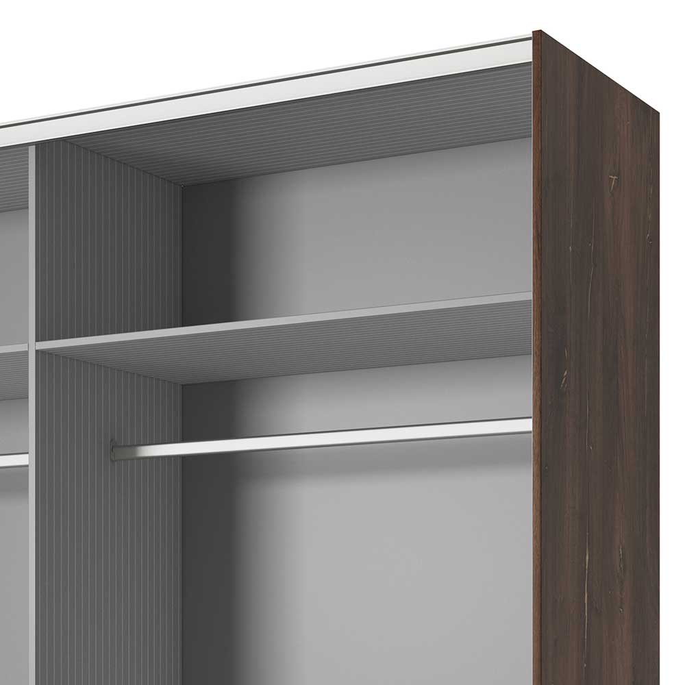 Schwebetürenschrank in Eiche Dunkel & Schwarz - Prabhaa