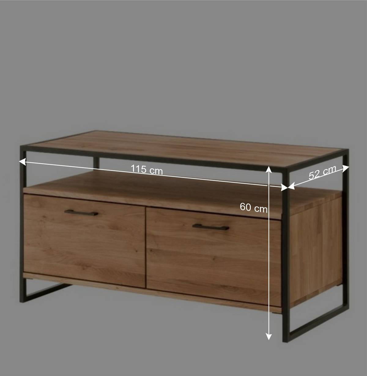 Industrial-TV-Board aus Wildeiche Massivholz - Ingbo