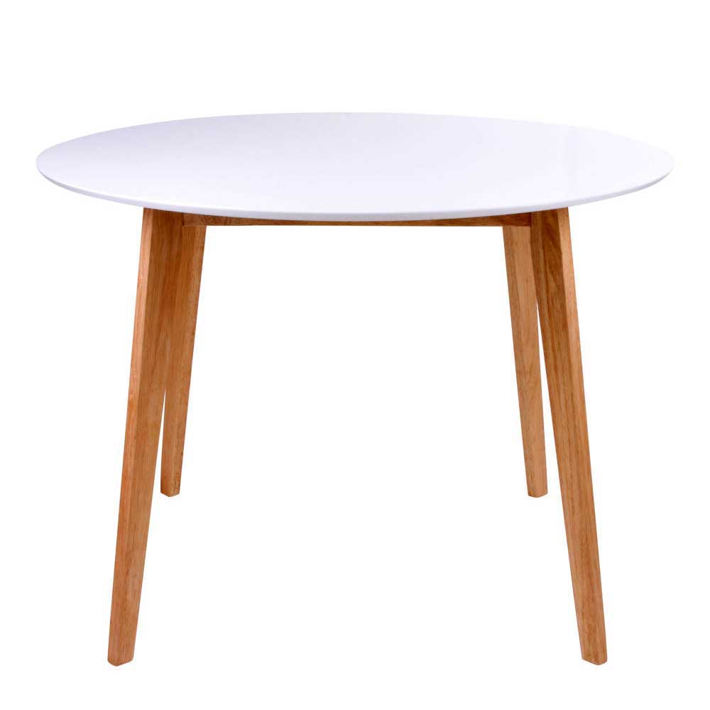 Runde Scandi Essgruppe in Weiß - Alberello (fünfteilig)