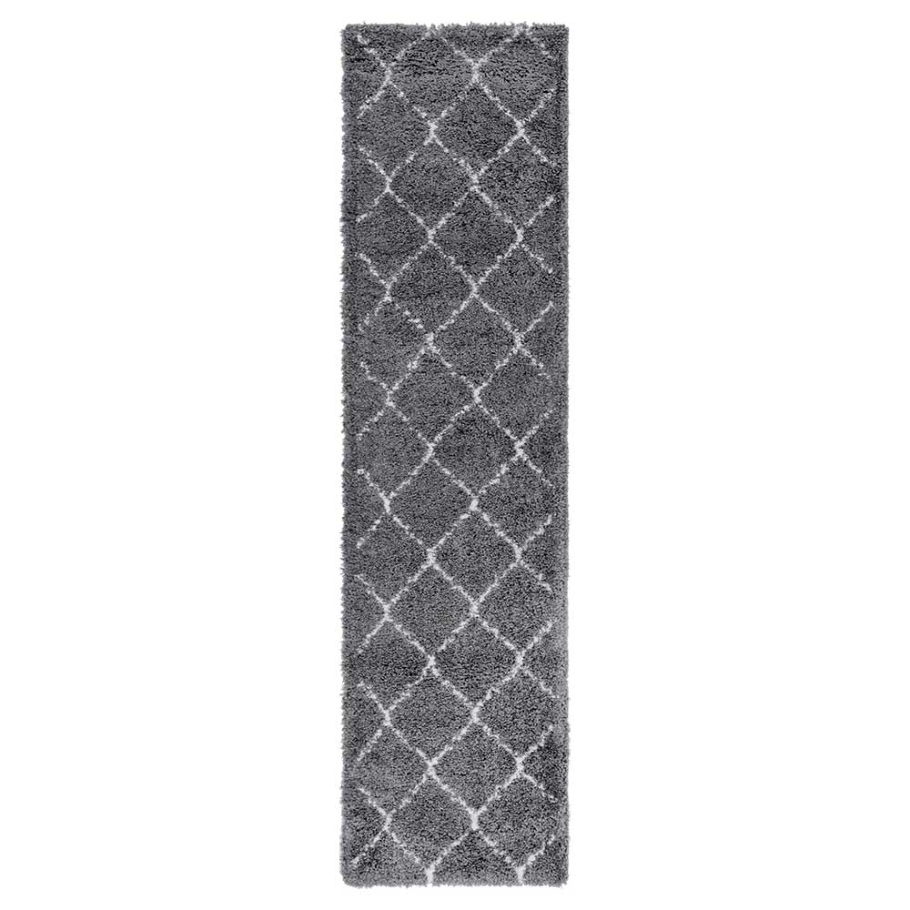 Hochflor Teppich in Grau und Creme - Ilena