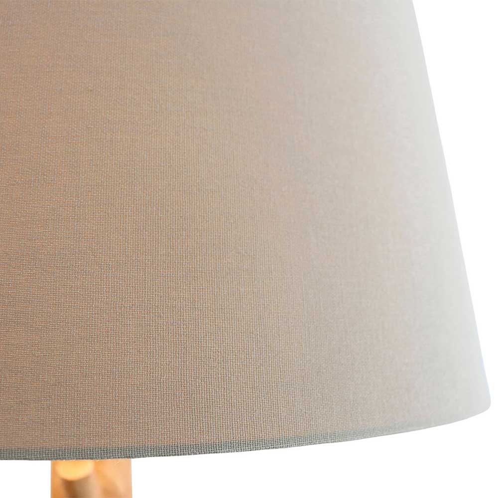 Stehlampe mit Stoffschirm und Naturholz Fuß - Longli