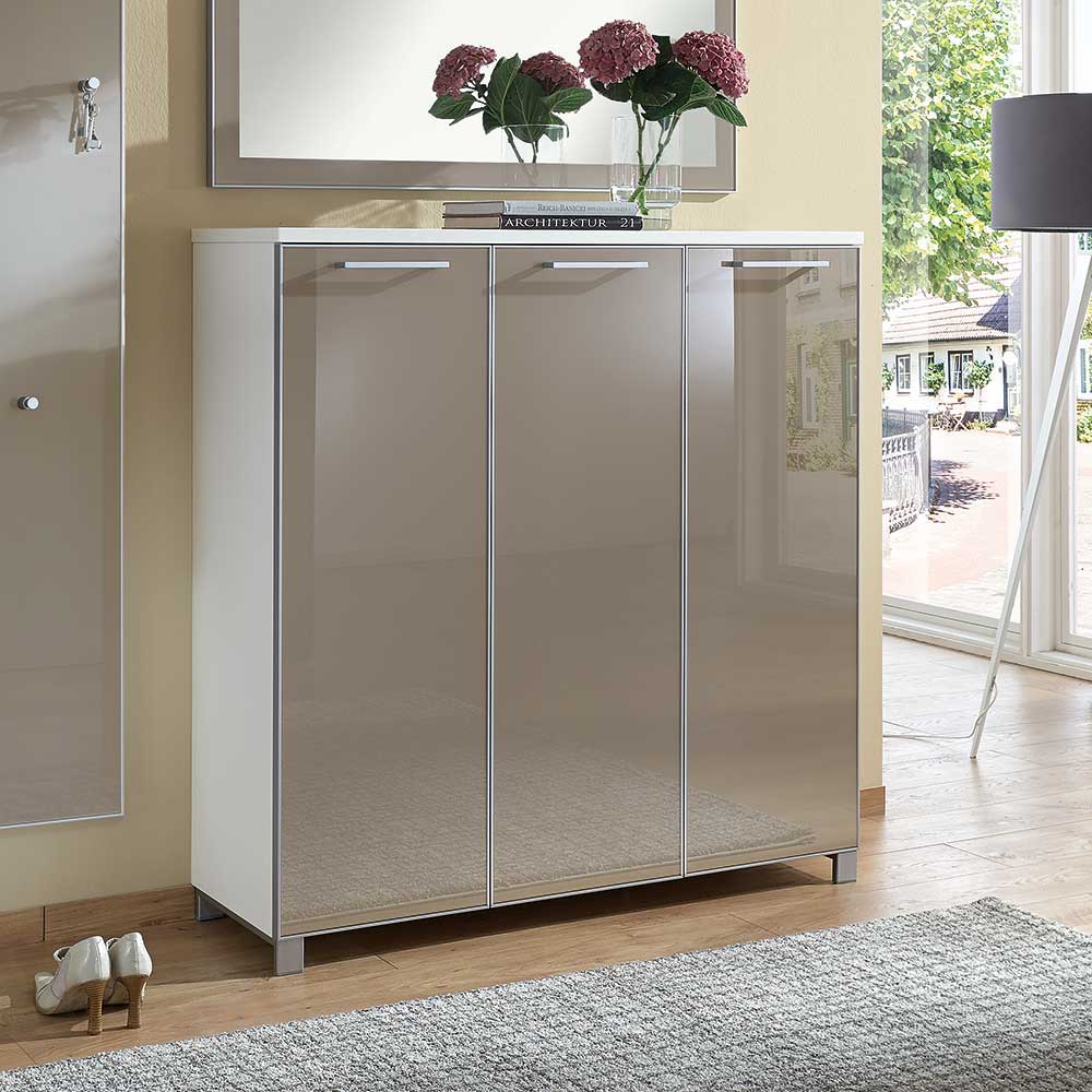 Garderobenmöbel Set Srocca in Taupe Glas beschichtet (dreiteilig)